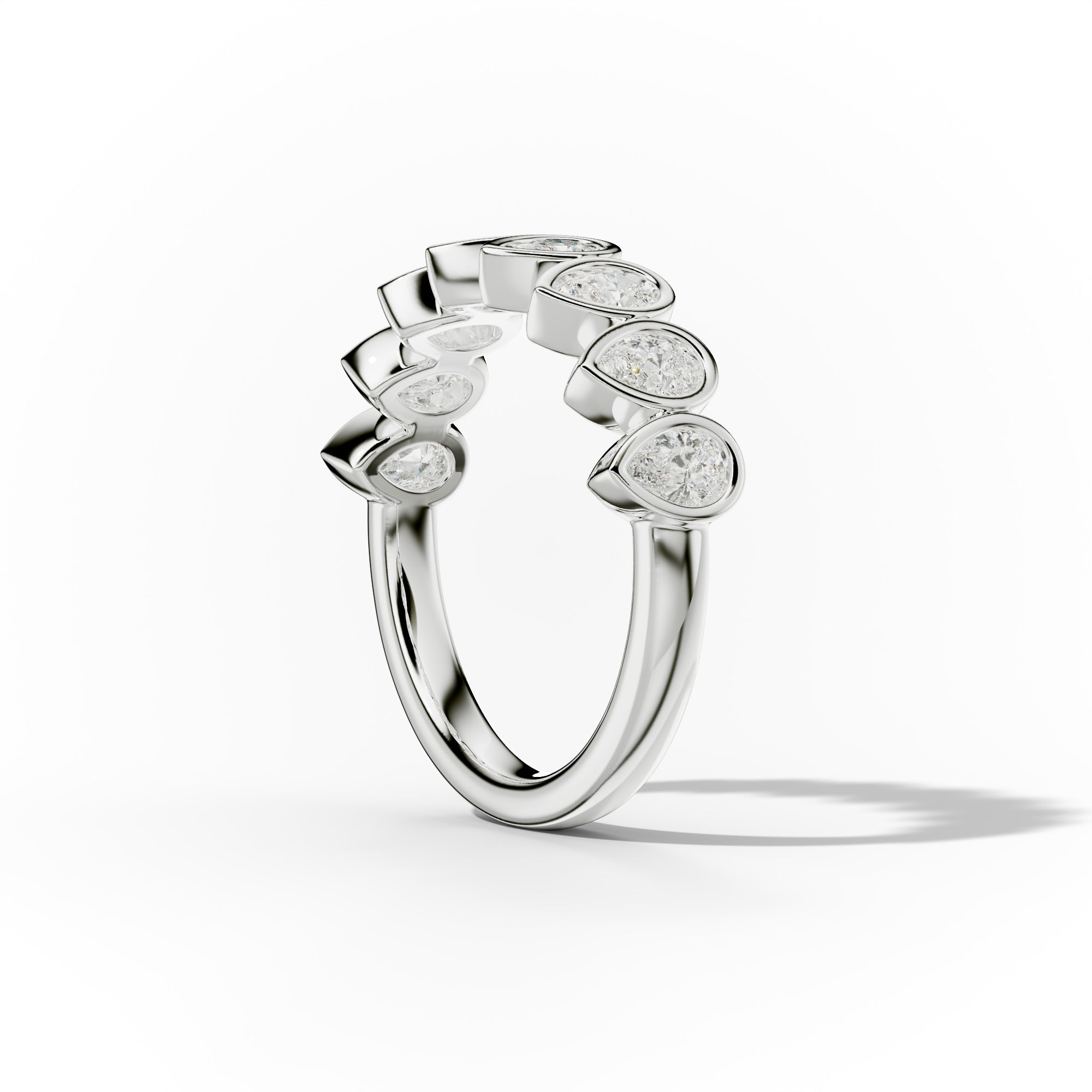 1.0 Carat Bezel Set Pear Shape Diamond Anniversary Band